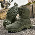 Durable olive green high-top outdoor tactical combat boots with non-slip rubber sole - 39 / Army Green