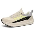 Beige weit geschnittene Laufschuhe mit gelben Akzenten und dicker Komfortsohle. - 36 / Beige