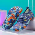 Professional kids quick-dry water shoes featuring anti-slip rubber sole and dinosaur print - 25 / Dark Blue
