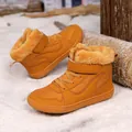 Botas de nieve de invierno para niños amarillas con forro de piel - 26 / Caqui