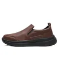 Brown men's slip-on casual leather shoes with a non-slip waterproof thick black sole - 39 / Brown