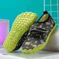 Kids quick-dry wading shoes featuring dinosaur prints and non-slip lime green soles - 38 / A1868 Style (A1868) / Black