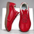 Premium red leather barefoot casual sneakers featuring a wide toe box for ultimate comfort - 36 / Red
