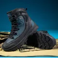 Durable mid-top tactical combat boots for men in a stylish blue and black colorway - 39 / Black Blue