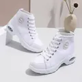 Trendy white high-top canvas sneakers with comfortable thick platform soles for women - 35 / White