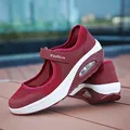 Comfortable burgundy mesh sneakers with thick air cushion soles for women walking - 35 / Wine Red