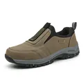 Brown men's outdoor hiking and walking shoes with a non-slip rubber sole for trekking - 39 / Khaki