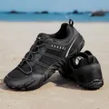 Professional black men's water shoes with breathable mesh and quick-lace design - 38 / Black