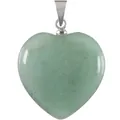 Heart-shaped green natural crystal pendant with silver bail for DIY necklaces - 30*30mm Heart Pendant (A278) / Natural Green Aventurine