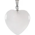 Elegant heart-shaped clear crystal quartz pendant with polished silver metal bail - 30*30mm Heart Pendant (A278) / Natural White Crystal