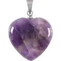 Natural purple amethyst heart-shaped pendant with silver bail for DIY necklace creation. - 30*30mm Heart Pendant (A278) / Natural Amethyst