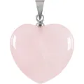 Un elegante ciondolo a cuore in quarzo rosa naturale lucido con gancio in argento - Quarzo Rosa Naturale