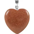 Ciondolo a cuore in pietra del sole arancione scintillante con gancio argento. - Pietra del Sole Sintetica