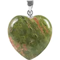 Ciondolo a forma di cuore in pietra unakite naturale per creazione gioielli fai-da-te - Unakite