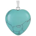 Ciondolo a cuore in pietra di turchese con gancio in metallo argento per collana - Tormalina sintetica