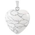 Ciondolo a cuore in cristallo marmo bianco con gancio argento per collana fai-da-te - Turchese Bianco Sintetico