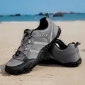 Professional grey mesh water shoes for men, quick-dry beach shoes for outdoor activities - 38 / Gray