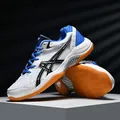 Professional blue and white badminton shoes featuring breathable mesh and durable rubber sole - 35 / White Blue