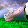 Pink and white children's turf soccer shoes for outdoor training and anti-slip play - 39 / Pink