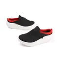 Pantuflas de rejilla negra transpirable con suela de plataforma blanca y detalles rojos - 36 / Negro Rojo