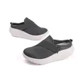 Zuecos de malla transpirable para mujer con banda elástica y suela blanca gruesa - 36 / Gris oscuro