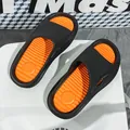 Modern black and orange contrast color anti-slip sports beach slides for daily wear - 36 / Black
