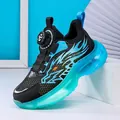 Athletic boys' sports sneakers featuring a rotary buckle closure in black and blue - 29 / Black Blue