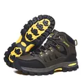 Mid-top outdoor hiking boots in olive green with anti-slip yellow rubber sole - 39 / Army Green