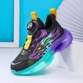 Children's sports sneakers with rotary buckle and purple green gradient sole - 29 / Black Purple