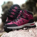 Mid-top non-slip hiking boots in magenta and black for outdoor trekking and sports. - 36 / Rose Red