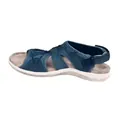 Side view detail of women's dark blue wedge sandals with adjustable Velcro straps - 35 / Dark Green