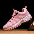 Pink breathable mesh outdoor hiking shoes for women with thick anti-slip sole - 36 / Pink