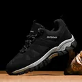 Breathable black outdoor hiking shoes featuring a mesh upper and a rugged anti-slip sole - 36 / Black