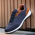 Ανδρικά casual sneakers με κορδόνια σε μπλε και καφέ, ανοιξιάτικο στυλ για το 2025 - 39 / Μπλε