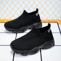 Black breathable flyknit sock shoes for kids with soft chunky sole - 29 / Black