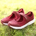 Breathable burgundy mesh sneakers for women with adjustable velcro strap closure - 35 / Wine Red