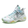 Lightweight breathable high-top basketball shoes with multicolored cushioning sole - 36 / Mist Green