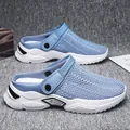 Sabots en maille bleue respirante pour hommes avec semelles blanches pour la plage - 39 / Bleu