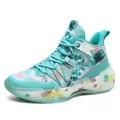 Breathable teal high-top basketball shoes for men with colorful cushioned MAX sole - 36 / White Moon