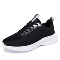 Scarpe da ginnastica leggere e traspiranti in Fly-knit nero da donna con suola bianca - 35 / Nero