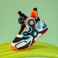 Chaussures de basket-ball respirantes pour garçons avec boucle rotative noir et orange - 29 / Noir & Orange