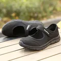 Black breathable mesh casual shoes for women with Velcro strap - 35 / Black