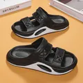Black men's casual dual-strap sandals with soft cushioning sole - 37 / Black