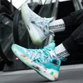 Trendy teal high-top basketball shoes featuring a colorful patterned translucent sole - 36 / Mandarin Ducks