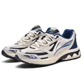 Ademende retro chunky sneakers in beige en blauw met dikke, hoogtevergrotende zolen - 39 / Grijsblauw