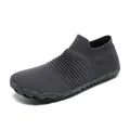 Lichtgewicht grijze flyknit sok-schoenen voor wandelen met flexibele antislip rubberen zool - donkergrijs