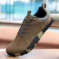 Men's brown casual walking shoes with wide toe box and flexible soft sole for comfort - 37 / Khaki