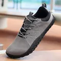 Stylish grey casual wide-toe minimalist walking shoes with flexible soft rubber sole - 37 / Gray