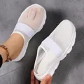 Breathable white mesh slip-on slippers with elastic strap for women - 35 / White