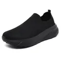 Comfortable breathable black fly-knit slip-on sports sneakers for men with wide fit - 39 / All Black
